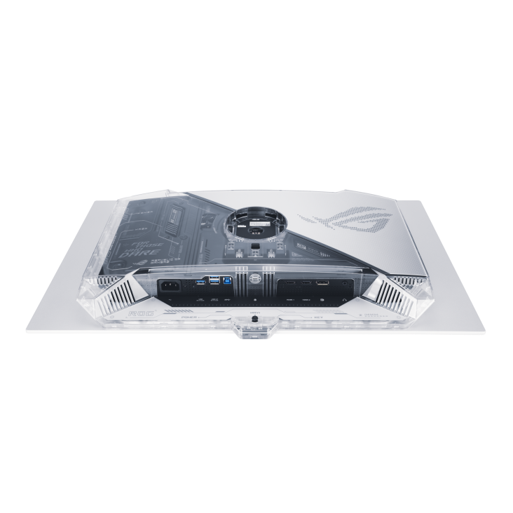 ASUS ROG Swift OLED PG27AQWP-W monitor gaming conexiones y puertos vista oficial