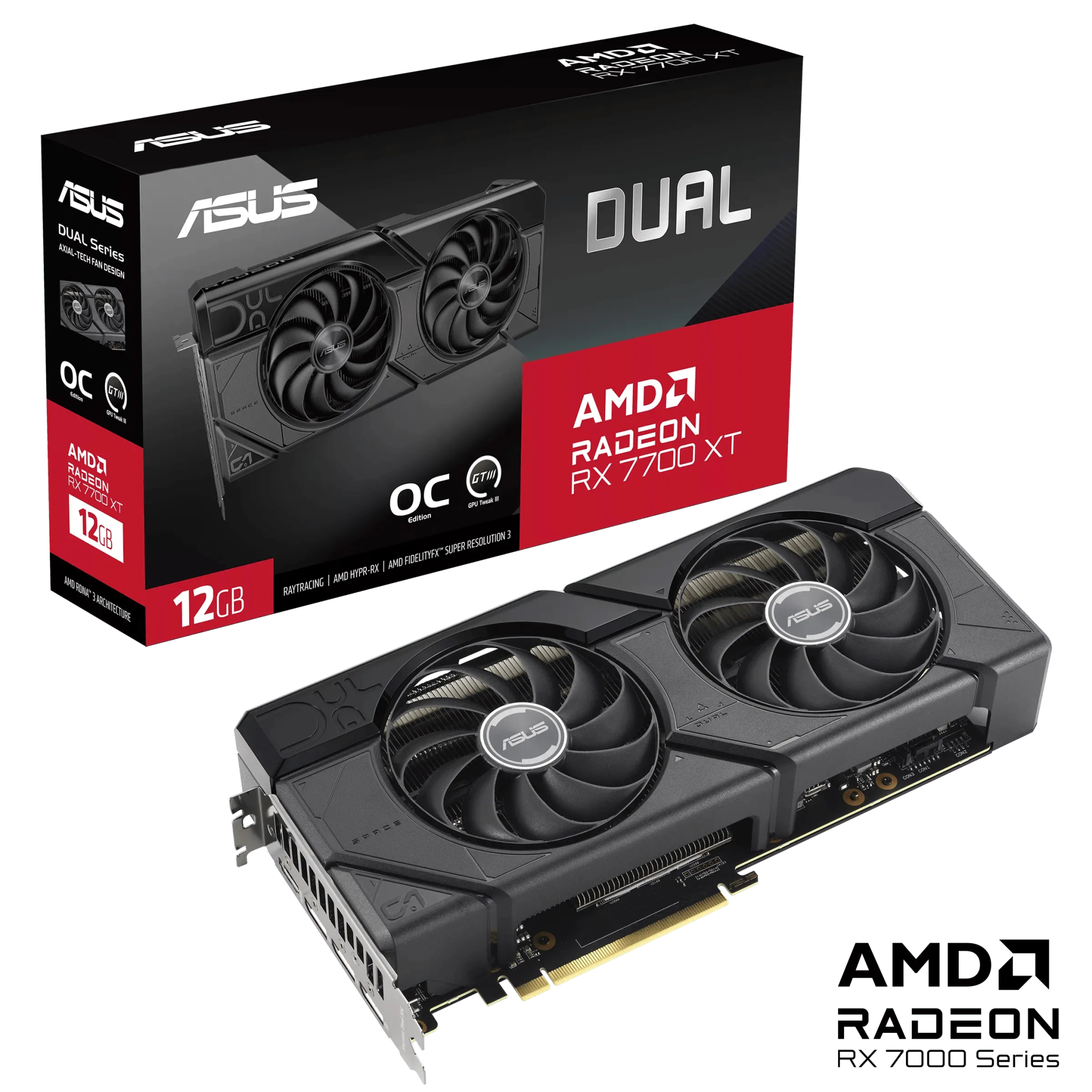 TARJETA GRÁFICA ASUS AMD RADEON RX 7700 XT DUAL OC, 12GB GDDR6, 192-BIT, PCI EXPRESS 4.0 - SMART BUSINESS