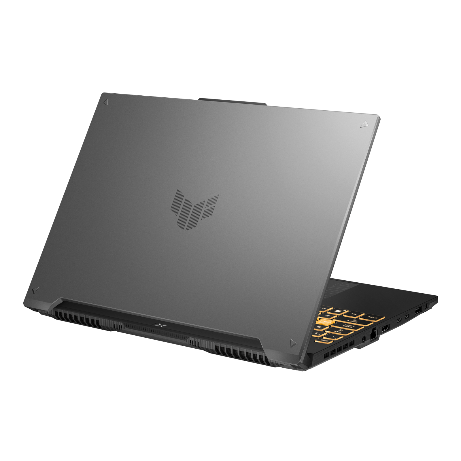 Notebook ASUS TUF Gaming F16 FX607VJR-TU302W 90NR0MZ6-M00J70 vista posterior izquierda del chasis Mecha Gray