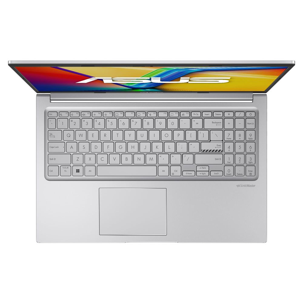 ASUS Vivobook 15 X1504VA-BQ4451W Cool Silver, vista superior de teclado y pantalla