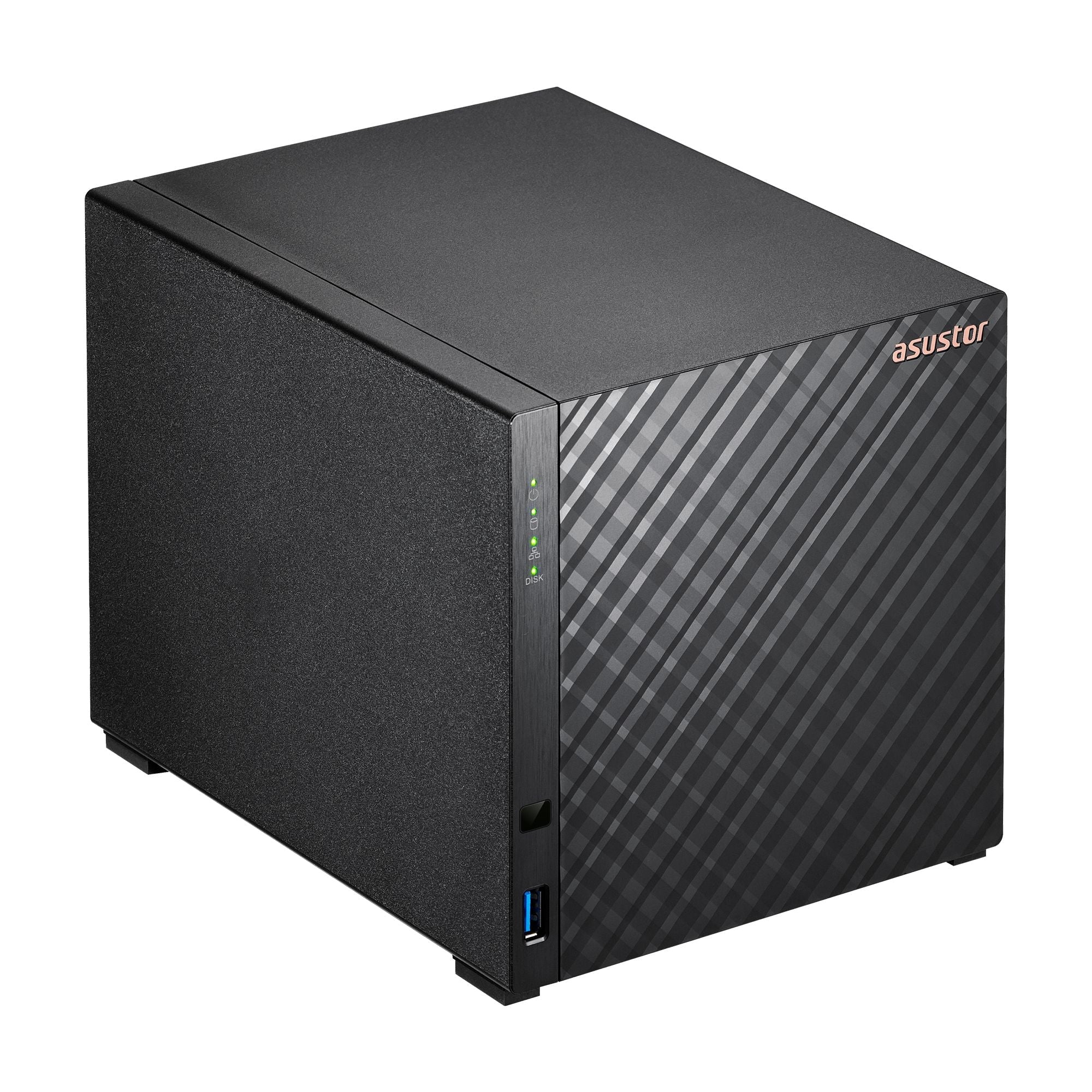 NAS ASUSTOR AS1204T — vista lateral izquierda — sin discos