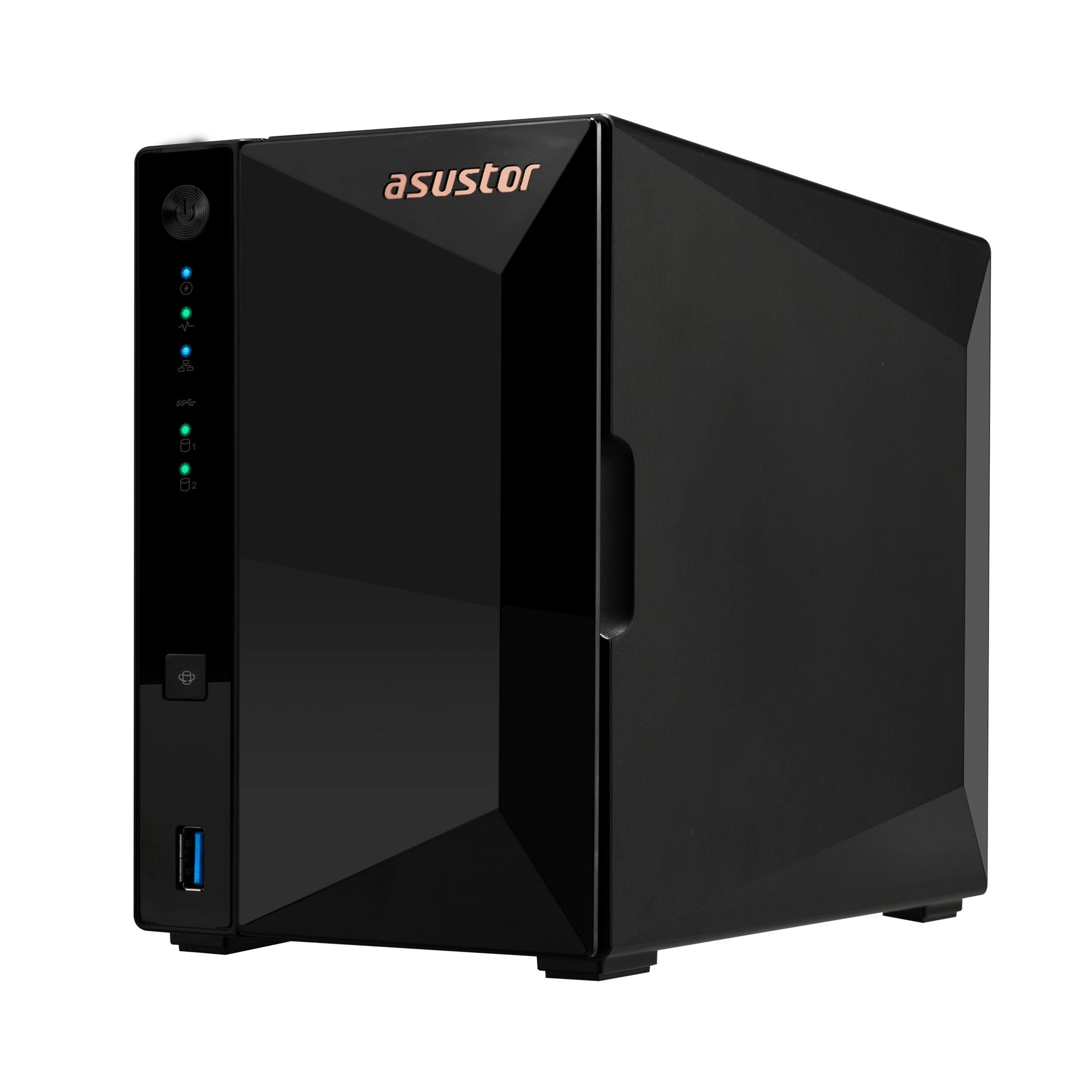NAS ASUSTOR AS3302T V2 — vista lateral derecha — sin discos