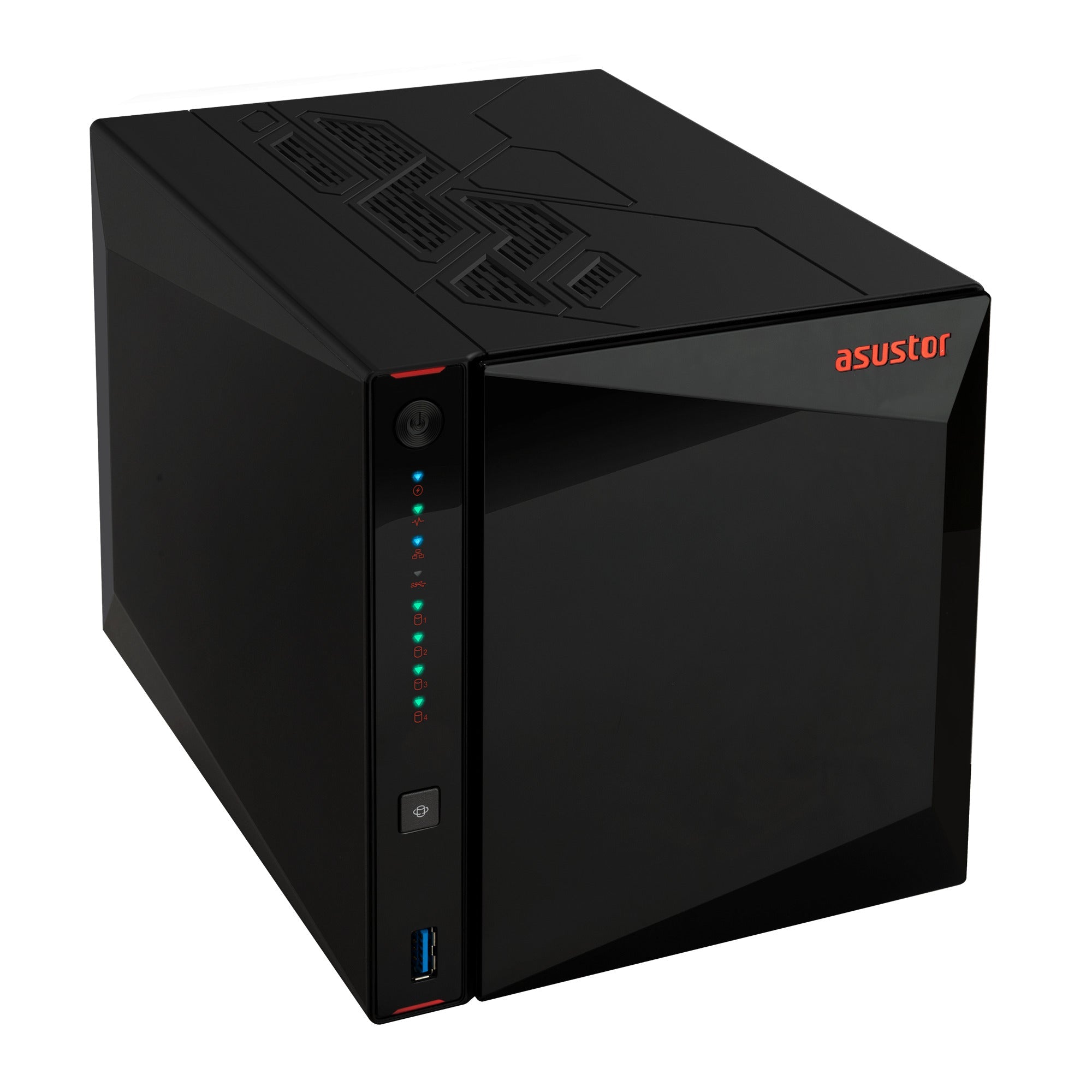 NAS ASUSTOR AS5404T — perspectiva superior izquierda — sin discos