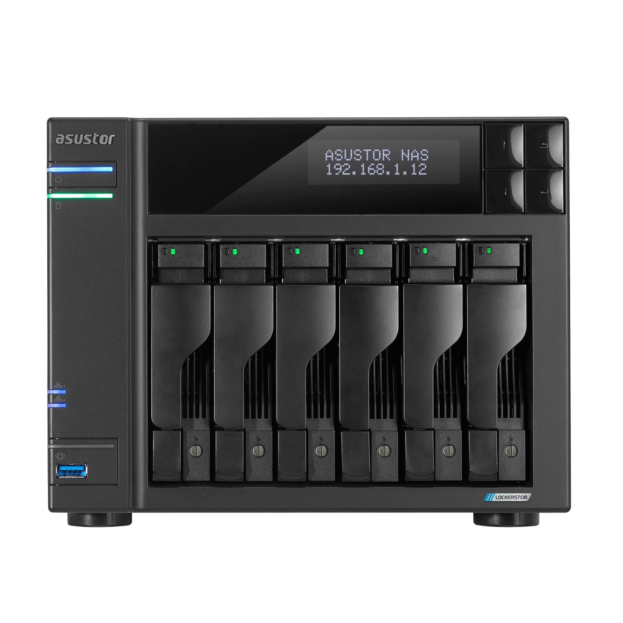NAS ASUSTOR AS6706T V2 — vista frontal — sin discos