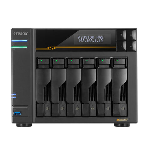 NAS ASUSTOR AS6806T — vista frontal — sin discos