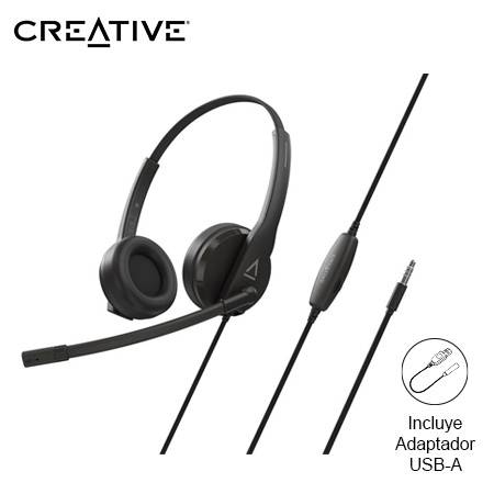 AUDIFONO C/MICROF. CREATIVE HS - 230 3.5MM/ADAPTADOR USB - A 40MM NOISE - CANCELLING MUTE BLACK (51EF1110AA000) 51EF1110AA000 - SMART BUSINESS