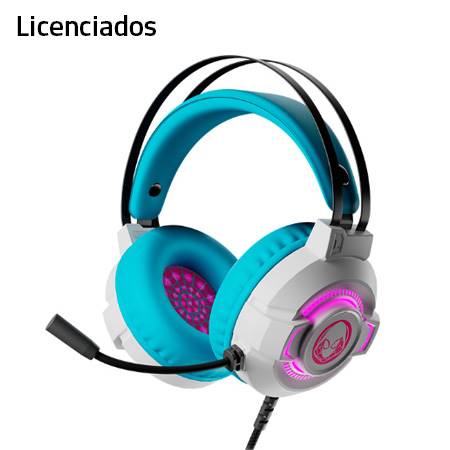 AUDIFONO C/MICROF. LICENCIADO XTECH GAMING GHOST SPIDER 50MM 2 PLUG-3.5MM/USB LED WHITE/TURQUESE (XTH-M565SG) - SMART BUSINESS