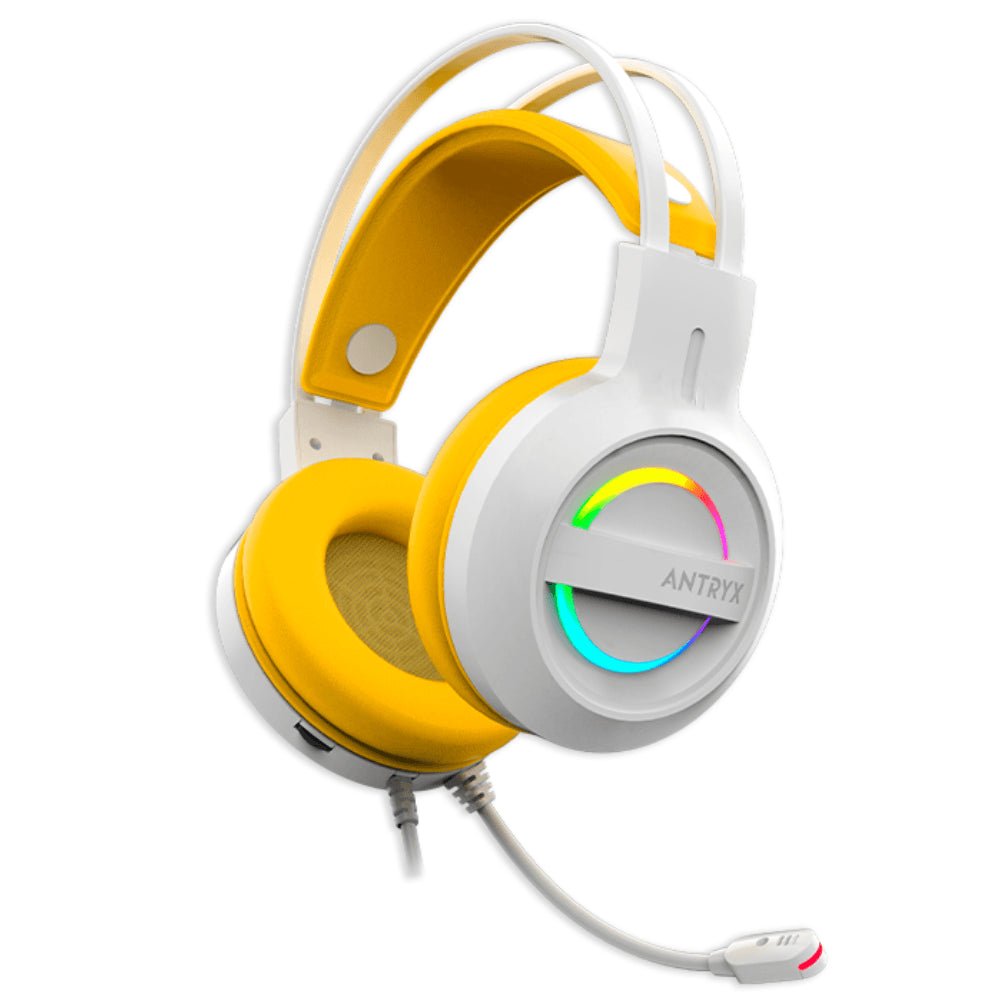 AUDIFONO CON MICROFONO ANTRYX IRIS - W YELLOW USB 7.1 VIRTUAL SONIDO ENVOLVENTE AGH - 7100WYW AGH-7100WYW - SMART BUSINESS