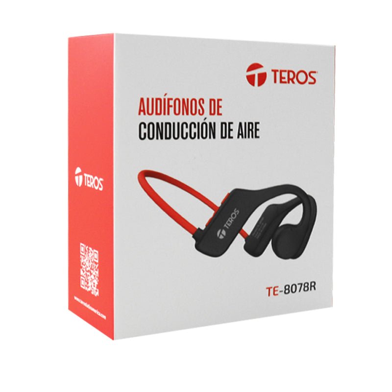AUDÍFONO DE CONDUCCIÓN DE AIRE TEROS TE - 8078R, BLUETOOTH, ROJO /GRIS TE8078 - SMART BUSINESS