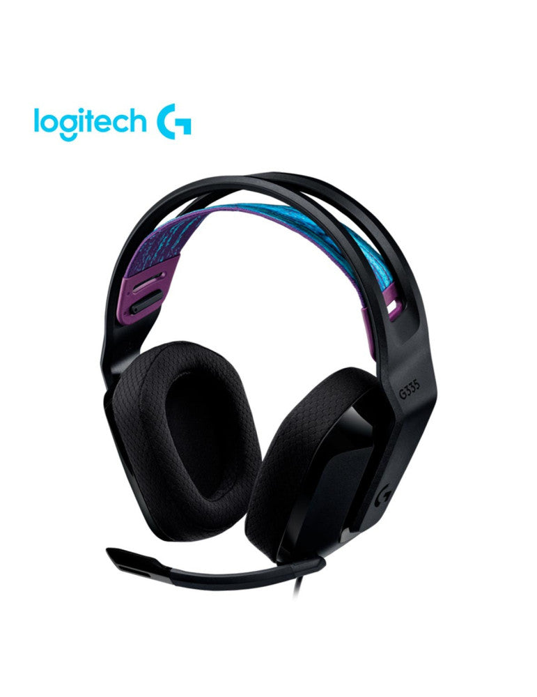 AURICULAR GAMING LOGITECH G335 CON MICROFONO ENTRADA MINI-PHONE(3.55MM) CONTROL VOLUMEN ALMOHADILLAS SUAVES COLOR NEGRO