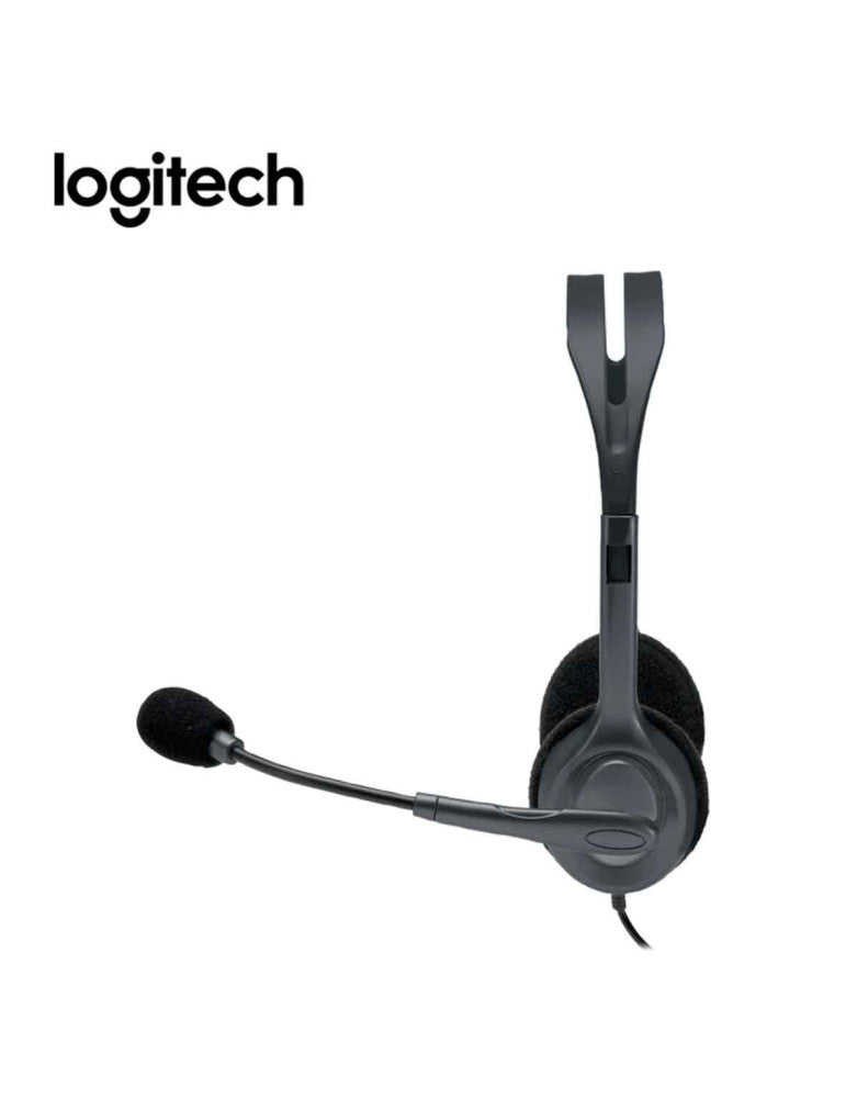 MIC/HEADPH LOGITECH AURICULAR  H-111, CON MICROFONO, CONEXION A CABLE, CONTROL DE VOLUMEN, ALMOHADILLAS SUAVES, COLOR PLATA (981-000612)