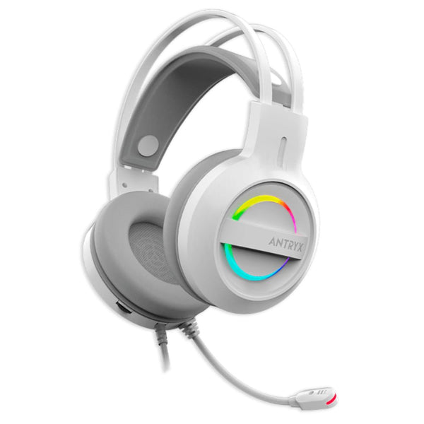 AUDÍFONOS CON MICRÓFONO ANTRYX IRIS - W GRAY 7.1 VIRTUAL USB PARA GAMING CÓMODOS Y DE ALTA CALIDAD AGH-7100WGY - SMART BUSINESS