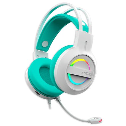 AUDÍFONOS CON MICRÓFONO ANTRYX IRIS - W TURQUOISE SONIDO 7.1 VIRTUAL USB AGH-7100WTE - SMART BUSINESS