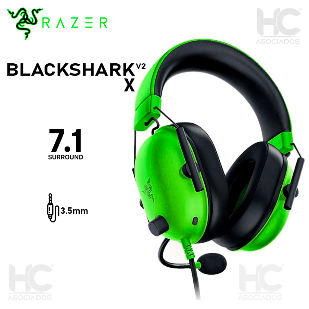 AURICULAR RAZER BLACKSHARK V2 X GAMING, CON MICROFONO, CONEXION JACK, CONTROL DE VOLUMEN, ALMOHADILLAS SUAVES, COLOR VERDE (RZ04 - 03240600 - R3U1) RZ04-03240600-R3U1 - SMART BUSINESS
