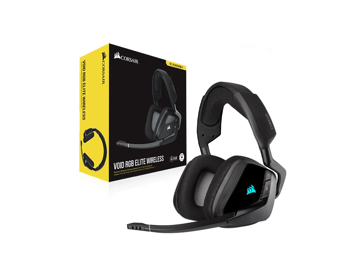 AURICULARES INALÁMBRICOS GAMING CORSAIR VOID RGB ELITE CON SONIDO 7.1, 50 MM, MICRÓFONO, HASTA 16 H DE BATERÍA – CARBONO CA-9011201-NA - SMART BUSINESS