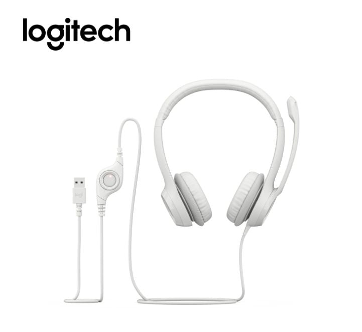 Auriculares USB Blanco con Micrófono y Cancelación de Ruido – Conexión Plug - and - Play para PC, Ideales para Llamadas, Estudio o Trabajo 981-001285 - SMART BUSINESS