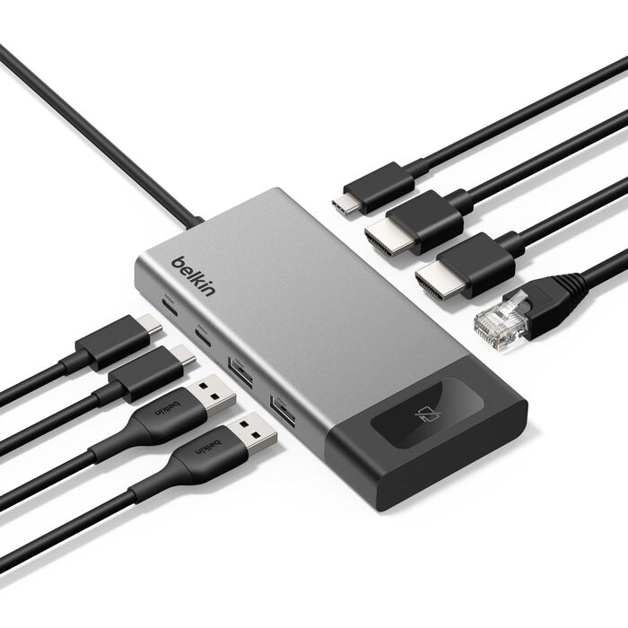 Belkin Connect 8-Port Dual Display USB-C Hub INC027dqSGY vista de puertos oficial