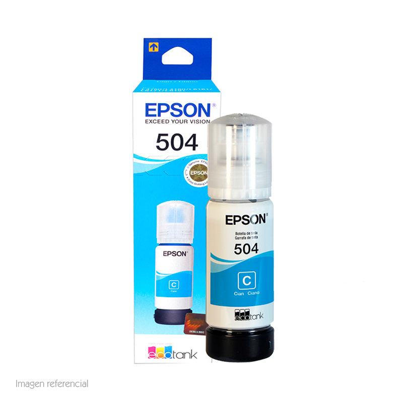 BOTELLA DE TINTA EPSON T504, COLOR CYAN, CONTENIDO 70ML. - SMART BUSINESS