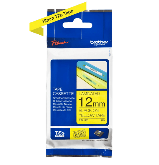 CINTA BROTHER TZE631 BLACK ON YELLOW 1/2" (12MM) NEG.ESPECIAL - SMART BUSINESS