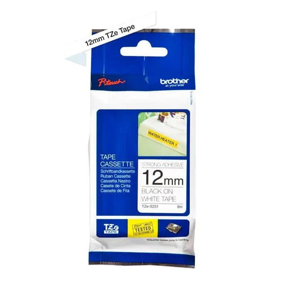CINTA BROTHER TZES231 BLACK ON WHITE INDUSTRIAL 1/2" (12 MM)NEG. ESPECIAL - SMART BUSINESS