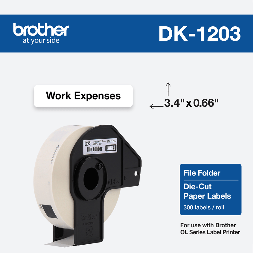 BROTHER DK - 1203 ROLLO DE ETIQUETA DE 0.66 X 3.4'', 300 ETIQUETAS DK1203 - SMART BUSINESS
