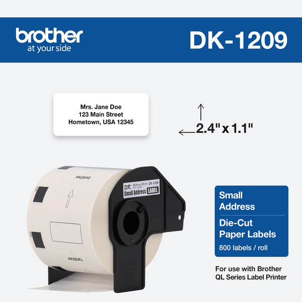 BROTHER ETIQUETA DE DIRECCIÓN PRE - CORTADA DK1209, 28.9 X 62MM, 800 ETIQUETAS DK1209 - SMART BUSINESS
