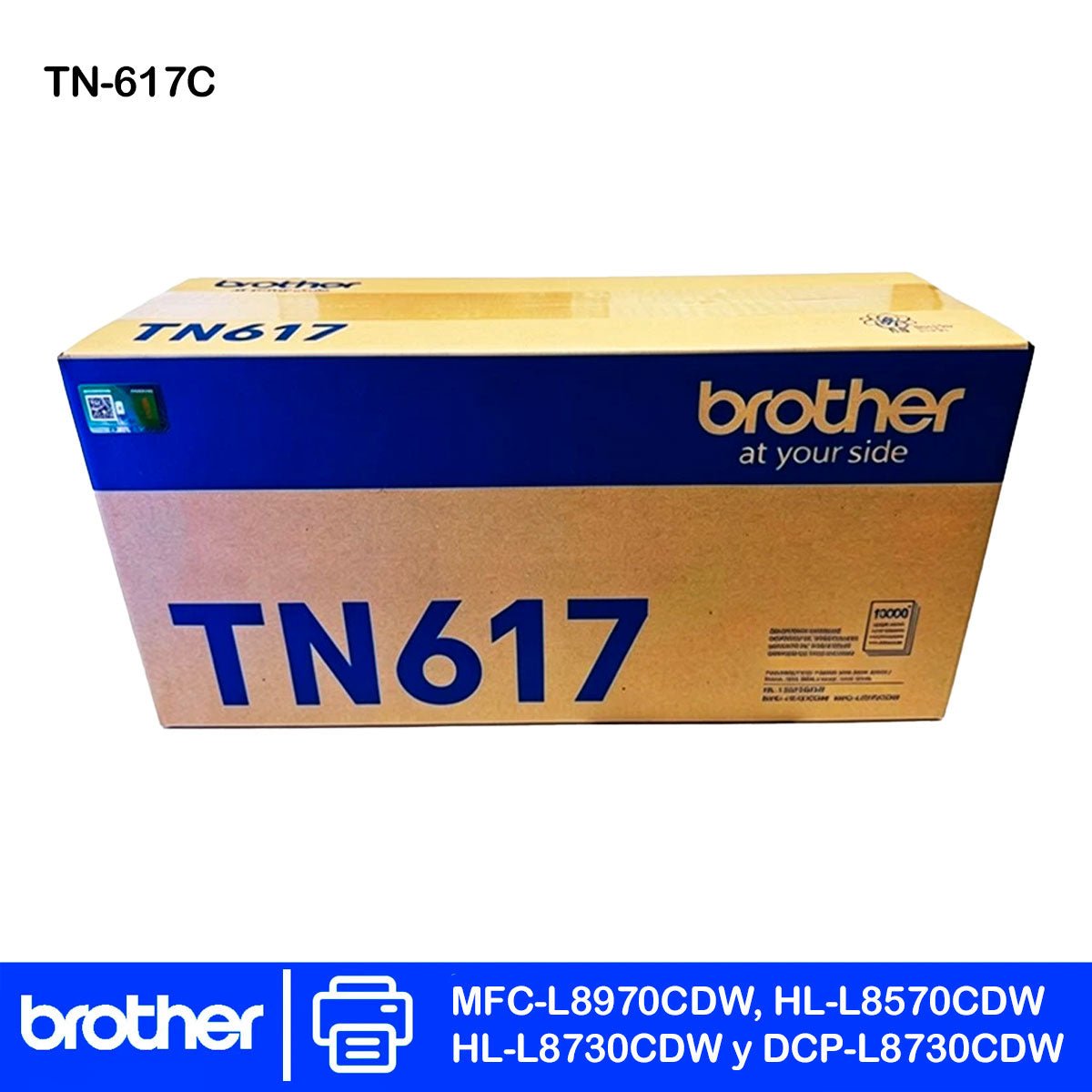 Tóner Brother TN617C Cian original, vista del empaque