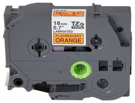 CINTA BROTHER TZE-B41 (TZEB41G), 18 MM X 5 M, LETRA NEGRA SOBRE FONDO FLUORESCENTE NARANJA, COMPATIBLE CON ETIQUETADORAS BROTHER, IDEAL PARA SEÑALIZACIÓN Y ORGANIZACIÓN