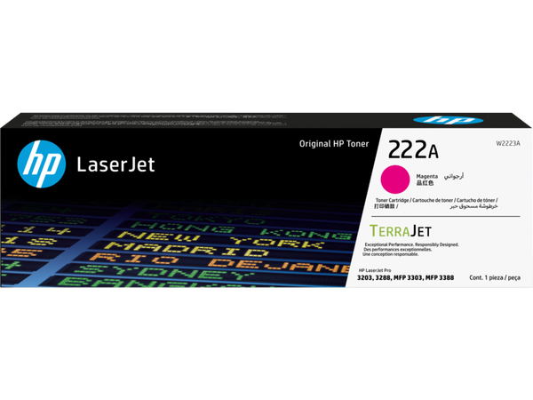 TONER MAGENTA HP LASERJET W2223A 222A RENDIMIENTO 1,200 PAGINAS IMPRESORA M3303