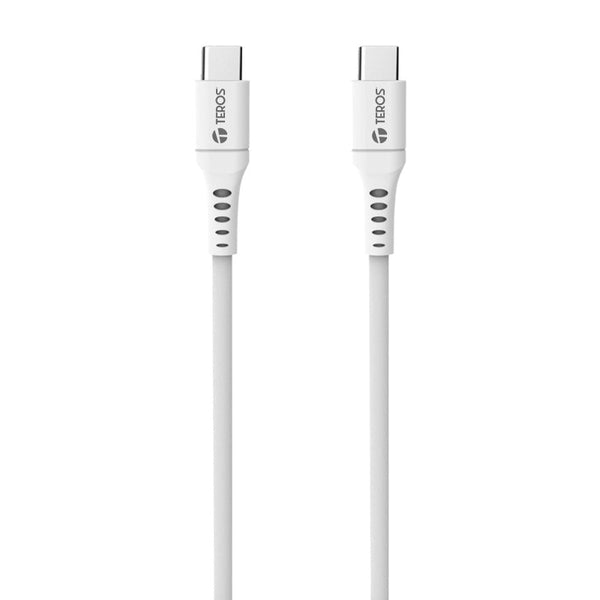 CABLE USB TEROS TE - 70208W, TIPO C - TIPO C, 5A, 100W MAX, BLANCO TE-70208W - SMART BUSINESS