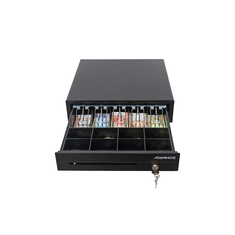 CAJA DE EFECTIVO ADVANCE ADV - 6406, 5 RANURAS PARA BILLETES, CONEXIÓN RJ11, COLOR NEGRO, APERTURA AUTOMÁTICA, IDEAL PARA POS, TIENDAS Y NEGOCIOS ADV-6406 - SMART BUSINESS