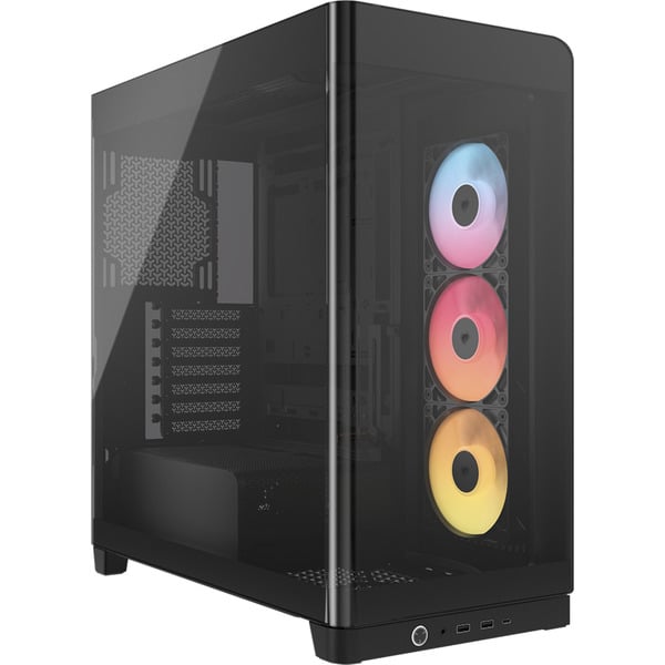 CAJA GAMER CORSAIR FRAME 4500X RS - R ARGB – VIDRIO PANORÁMICO, ILUMINACIÓN ARGB, SOPORTE DOBLE RADIADOR 360 MM, ALTO FLUJO DE AIRE (NEGRO) CC-9011314-WW - SMART BUSINESS