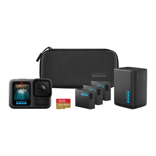 CÁMARA DE ACCIÓN GOPRO HERO13 BLACK CON BUNDLE DE ENERGÍA: VÍDEO 5.3K, 3 BATERÍAS ENDURO + CARGADOR DOBLE + TARJETA 64 GB CHDRB-134-RW - SMART BUSINESS