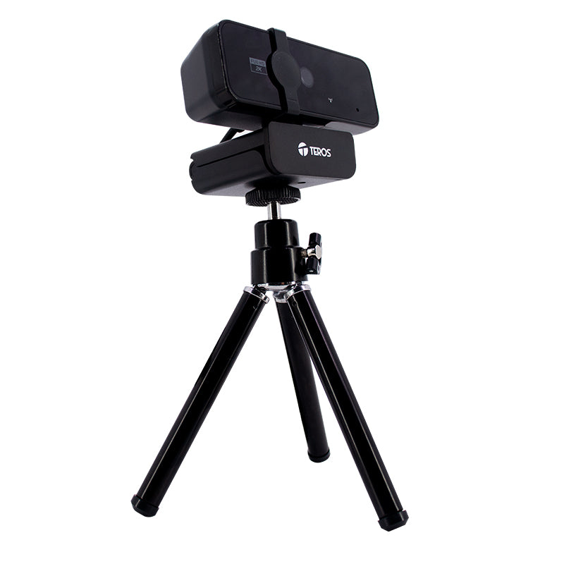 Cámara web Teros TE-9072, hasta 2592p 2K, micrófono incorporado, USB 2.0 Incluye Tripode - SMART BUSINESS