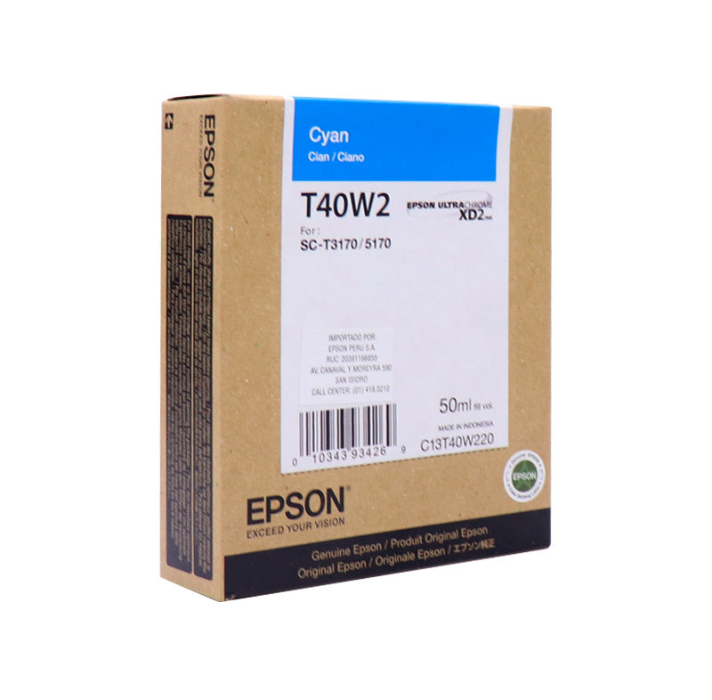 CARTUCHO DE TINTA EPSON T40W220, ULTRACHROME XD2, CONTENIDO 50ML, COLOR CYAN. - SMART BUSINESS