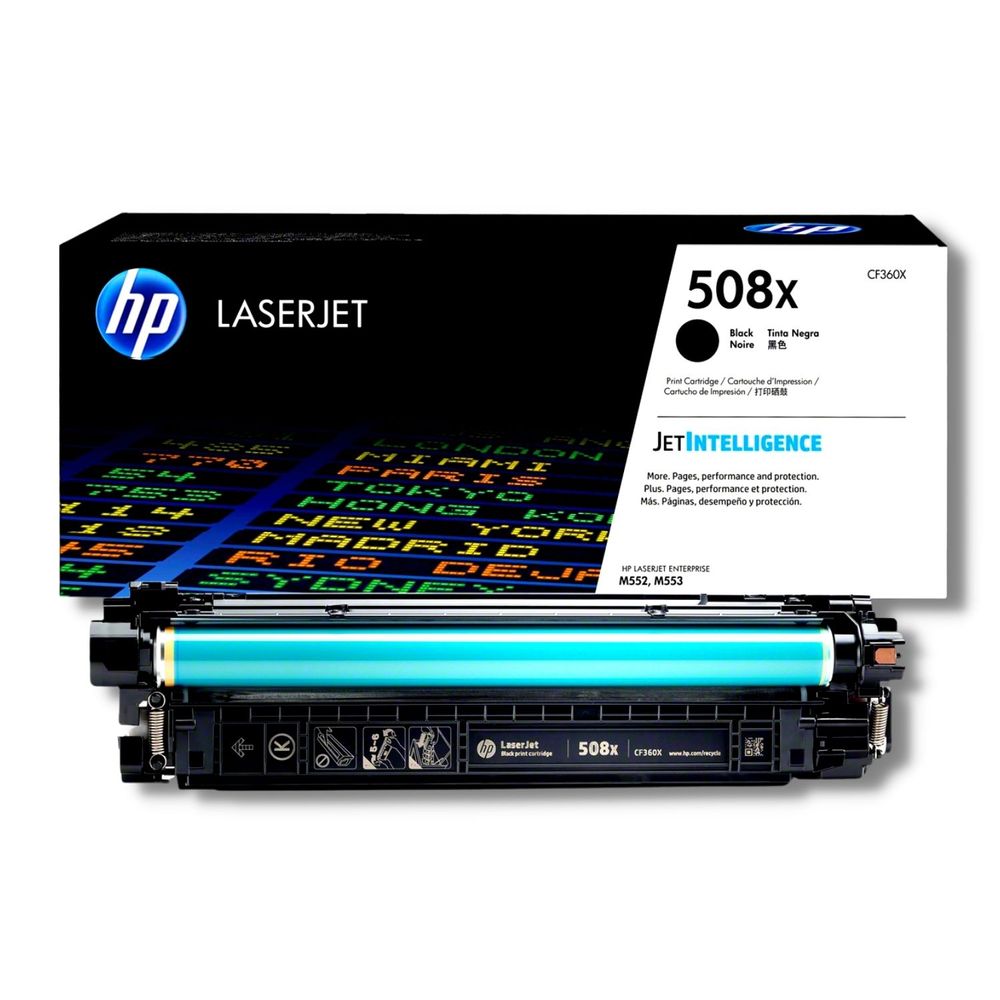 Cartucho de Tóner HP 508X CF360X Negro | Alto Rendimiento 12.500 páginas | Compatible con Color LaserJet Enterprise M552, M553, M577 | Impresión Profesional y Confiable CF360X - SMART BUSINESS