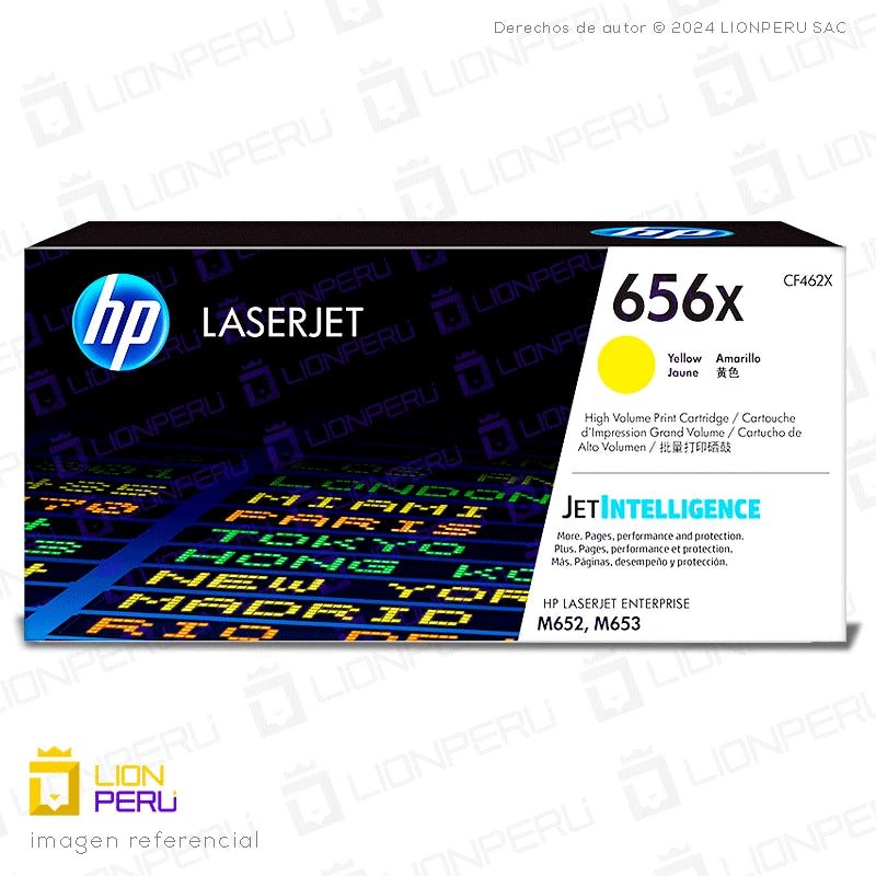 Cartucho de Tóner HP 656X CF462X Amarillo | Alto Rendimiento 22.000 páginas | Compatible con Color LaserJet Enterprise M652, M653 | Colores Vivos y Confiables CF462X - SMART BUSINESS