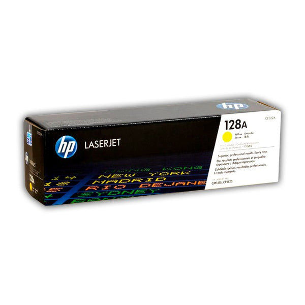 HP 128A (CE322A) – CARTUCHO DE TÓNER LÁSER AMARILLO ORIGINAL, HASTA 1 300 PÁGINAS, COLORES BRILLANTES CON TECNOLOGÍA COLORSPHERE, CONFIABLE Y RECICLABLE