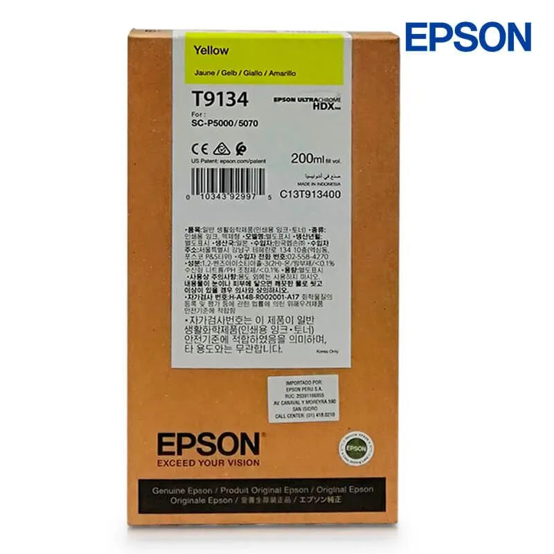 Cartucho Epson Ultrachrome Hd T913 Amarillo, 200Ml, 1500 Páginas - SMART BUSINESS