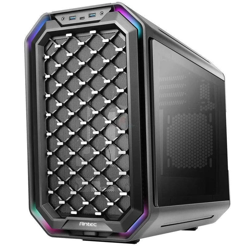 Case Antec Dark Cube Gaming Sin Fuente, Con Panel De Vidrio Templado, Iluminacion Led Rgb, Salida De Audio, 2 Puertos Usb, Color Negro (0-761345-80034 - SMART BUSINESS