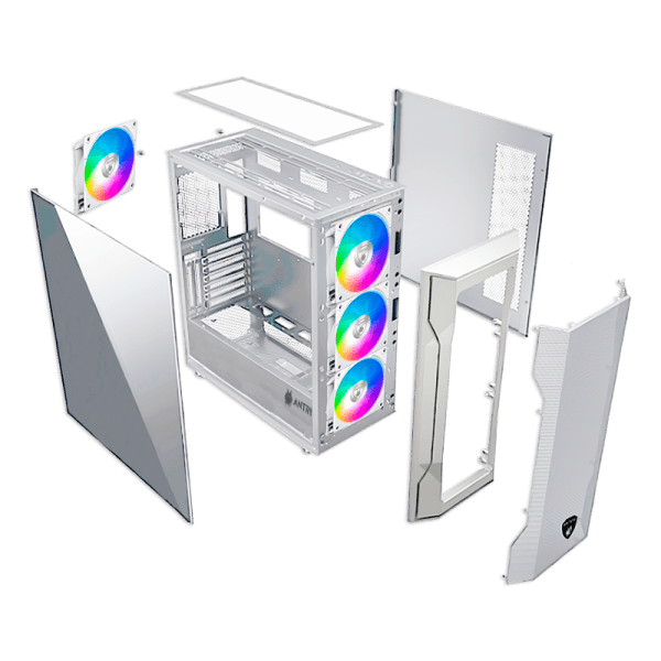 CASE ANTRYX FX 710 WHITE, ARGB FAN X4, USB TIPO - C (AC - FX710W) AC- FX710W - SMART BUSINESS