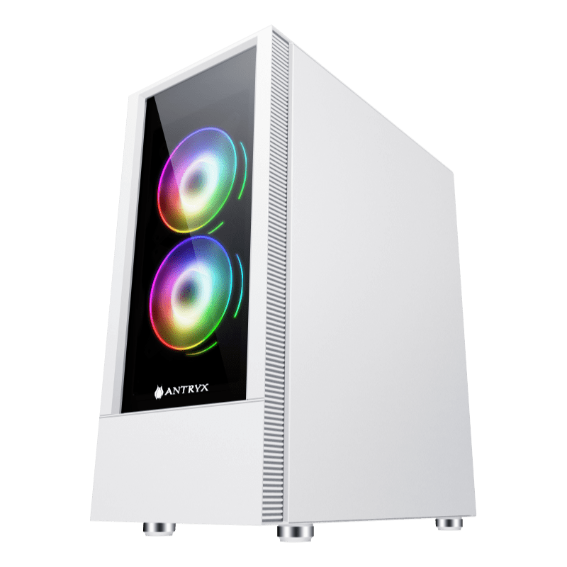 CASE ANTRYX RX - 460 MESH WHITE S/FUENTE (AC - RX460MW) PANEL DE VIDRIO | 3 VENTILADORES | LED ARGB | BLANCO AC-RX460W - SMART BUSINESS