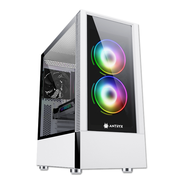 CASE ANTRYX RX-460 MESH WHITE S/FUENTE (AC-RX460MW) PANEL DE VIDRIO | 3 VENTILADORES | LED ARGB | BLANCO - SMART BUSINESS