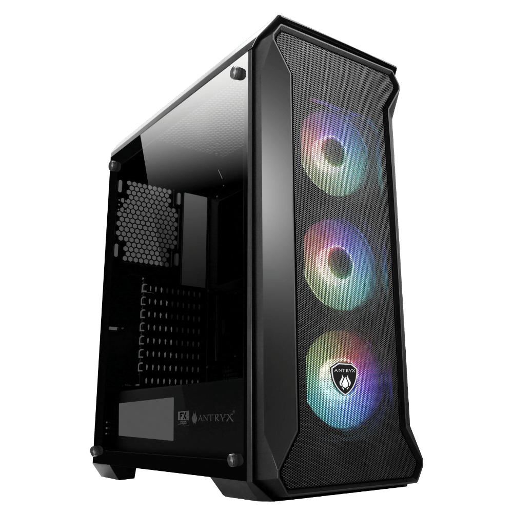 CASE ANTRYX SENTRY SE S/FUENTE (AC - FX260SEK - T3DR) PANEL DE VIDRIO | 3 VENTILADORES | LED ARGB | NEGRO AC-FX260SEK-T3DR - SMART BUSINESS