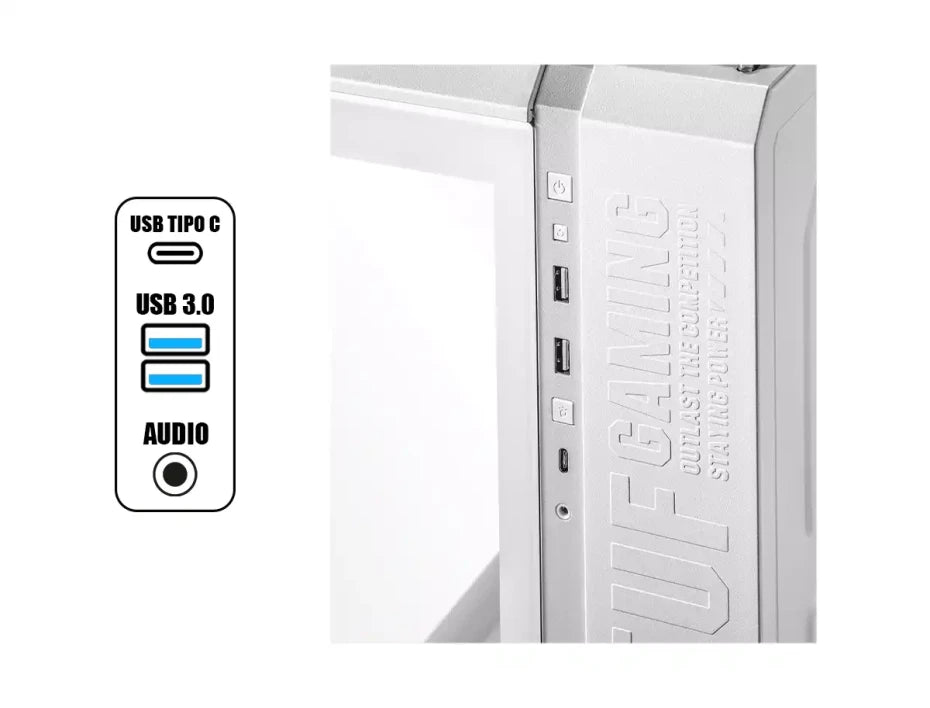 CASE ASUS TUF GAMING GT502, MID - TOWER ATX, BLANCO, PANEL DE VIDRIO TEMPLADO GT502/WHT/TG - SMART BUSINESS
