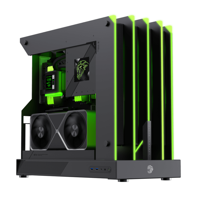 CASE ATX BLADE CONCEPT, Case sin Fuente, 2xUSB 3.0, Audio HD, USB TYPE C, FULL RGB, OPEN AIR, 277 LEDS, Medidas: 498 x 254 x 463mm, 2x3.5HDD interno, 2x2.5SDD BLADE-CONCEPT - SMART BUSINESS
