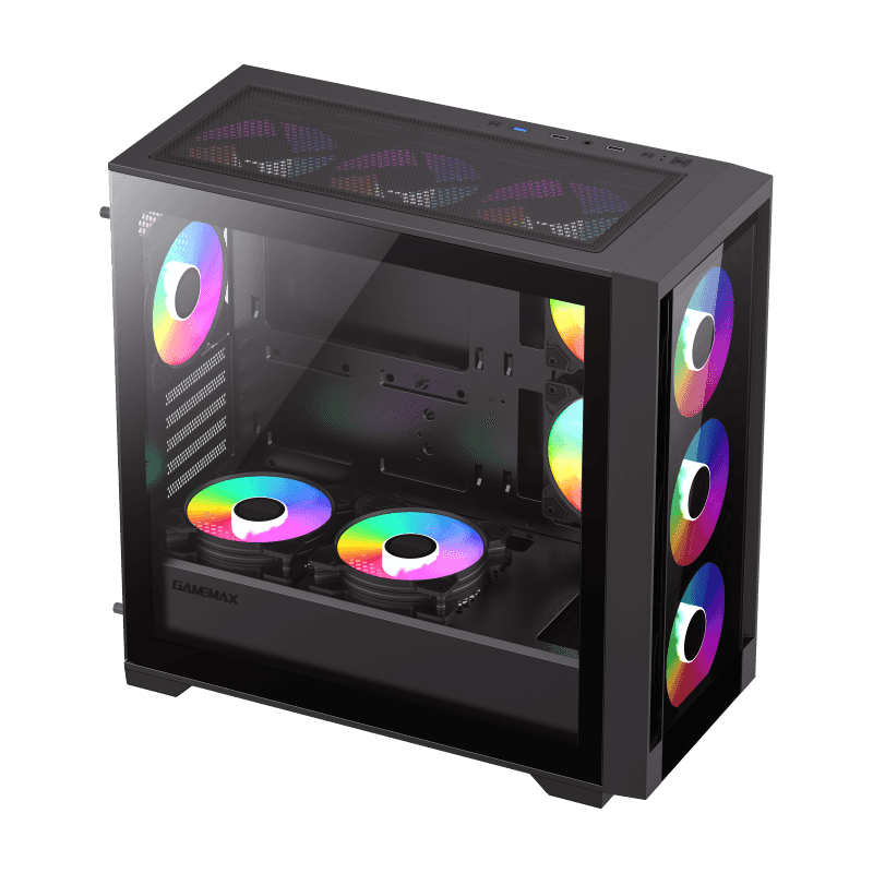 CASE ATX DEFENDER TG, Case sin Fuente, 2xUSB 2.0, 1xUSB 3.0, Audio HD, 4x12CM LED ARGB COOLER, VT frontal y lateral, Medidas: 450 x 210 x 450 mm, 2x3.5HDD, 2x2.5SDD interno DEFENDER-TG - SMART BUSINESS