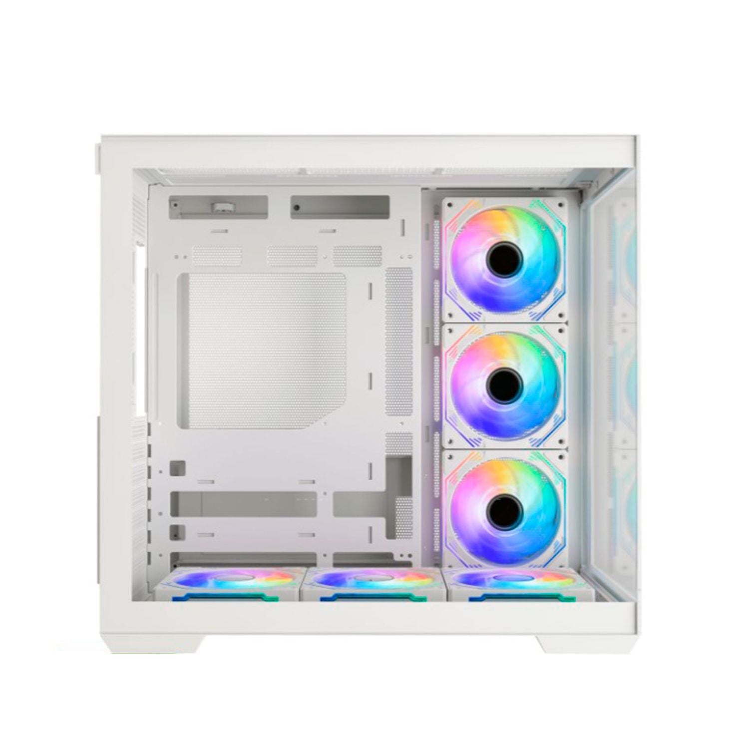 CASE ATX, FISH TANK C708, Case sin Fuente, 1xUSB2.0, 1xUSB3.0, Audio HD, Micrófono HD, 6x12CM LED ARGB COOLER, Control remoto, VT lateral y frontal, Medidas: 425 x 285 x 415mm, 1x3.5HDD, 2x2.5SDD interno. FISH-TANK-C708-WH - SMART BUSINESS