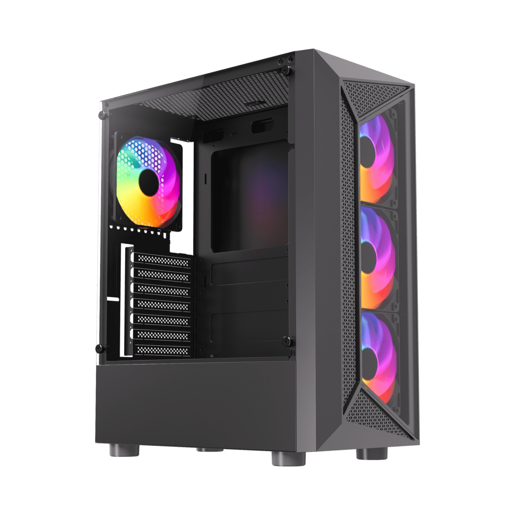CASE ATX, GEMINIS CR30, FUENTE 500W, 2XUSB 2.0, 1XUSB 3.0, AUDIO HD, MICRÓFONO HD, 4X12CM LED RAINBOW COOLER, VT LATERAL Y FRONTAL, MEDIDAS: 365 X 200 X 455MM, 2X3.5HDD, 2X2.5SDD INTERNO GEMINIS-CR30 - SMART BUSINESS