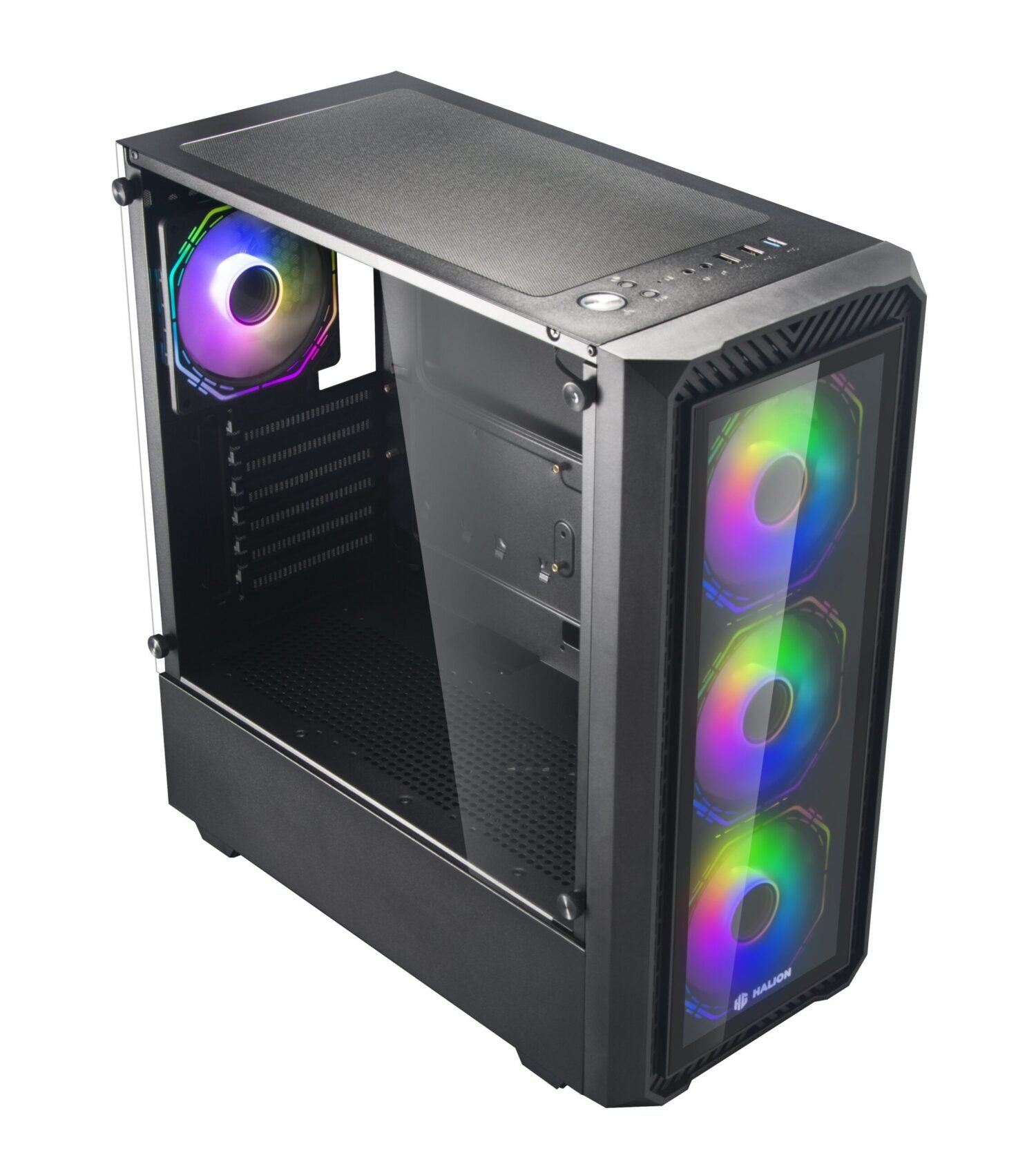 CASE ATX INFINITY 416, FUENTE 600W, 2XUSB2.0, 1XUSB3.0, AUDIO HD, MICRÓFONO HD, 4X12CM LED ARGB COOLER, VT LATERAL, MEDIDAS: 400 X 200 X 435MM, 2X3.5 HDD, 2X2.5 SDD INTERNO INFINITY-416 - SMART BUSINESS